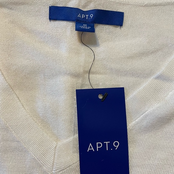 NWT Apt. 9 Cream V-Neck Rib Tunic Sweater Size M - Picture 3 of 6